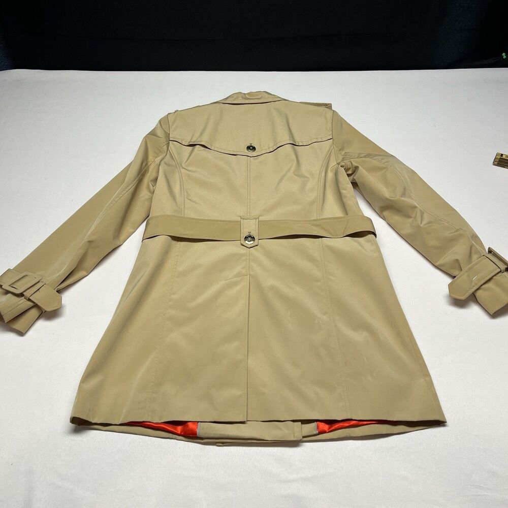 Calvin Klein Beige Double Breasted Belted Trench Coat Red - Picture 6 of 13